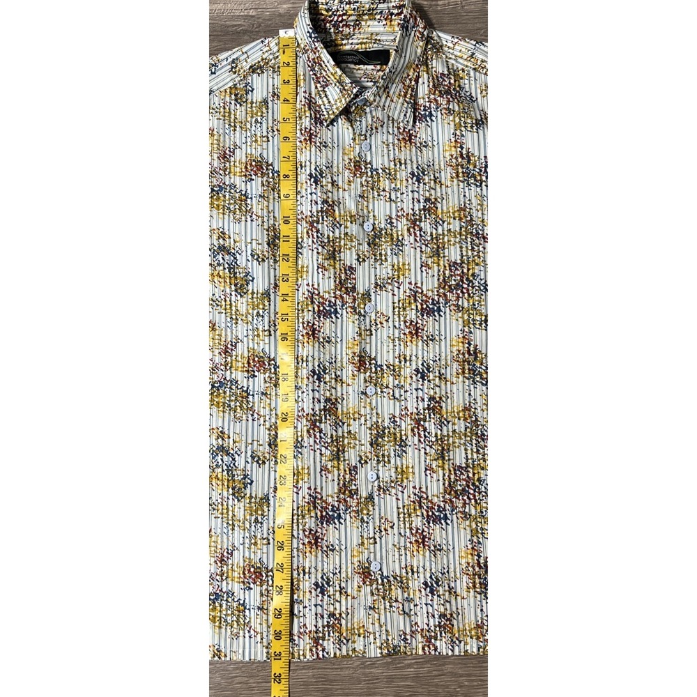 Jhane Barnes Frequency Short Sleeve Striped Abstract Casual Button Shirt Sz 2XL - Picture 4 of 7